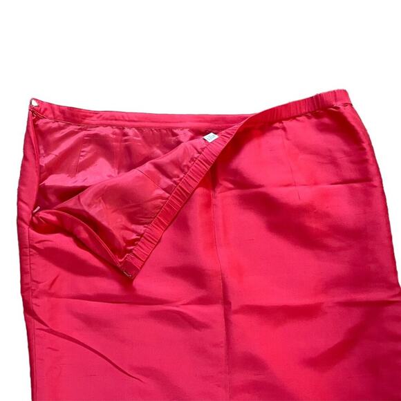 Raspberry/Pink Silk Pencil Skirt, Center Back Vent, Wedding, Special Event, 20 - Picture 3 of 7